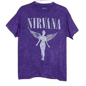 Nirvana In Utero Live ‘93 Tour Purple Black Acid Wash Graphic T-Shirt Nwt Size M